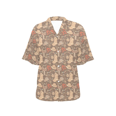 Cowboy Pattern Print Design 02 Women's Hawaiian Shirt