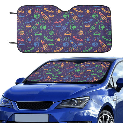 UFO Space Rocket Print Design LKS302 Car front Windshield Sun Shade