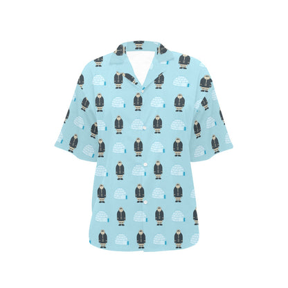 Eskimo Pattern Print Design 03 Women's Hawaiian Shirt