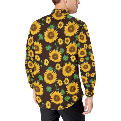 Sunflower Pattern Print Design SF01 Men's Long Sleeve Shirt