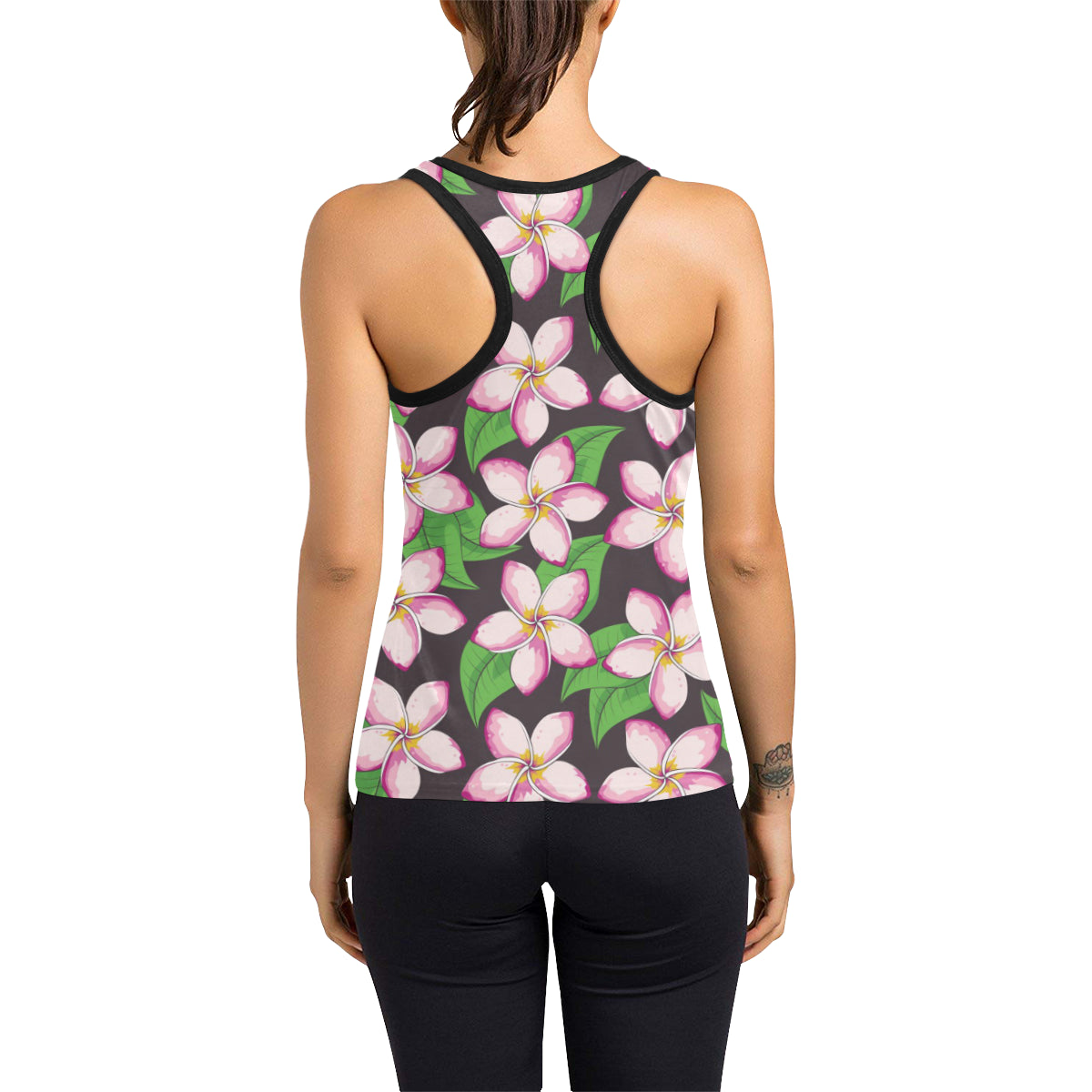 Pink Plumeria Pattern Print Design PM019 Women's Racerback Tank Top