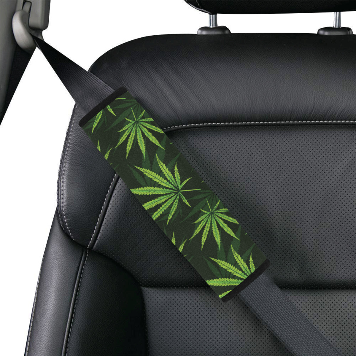 Pot Leaf Pattern Print Design A03 Car Seat Belt Cover
