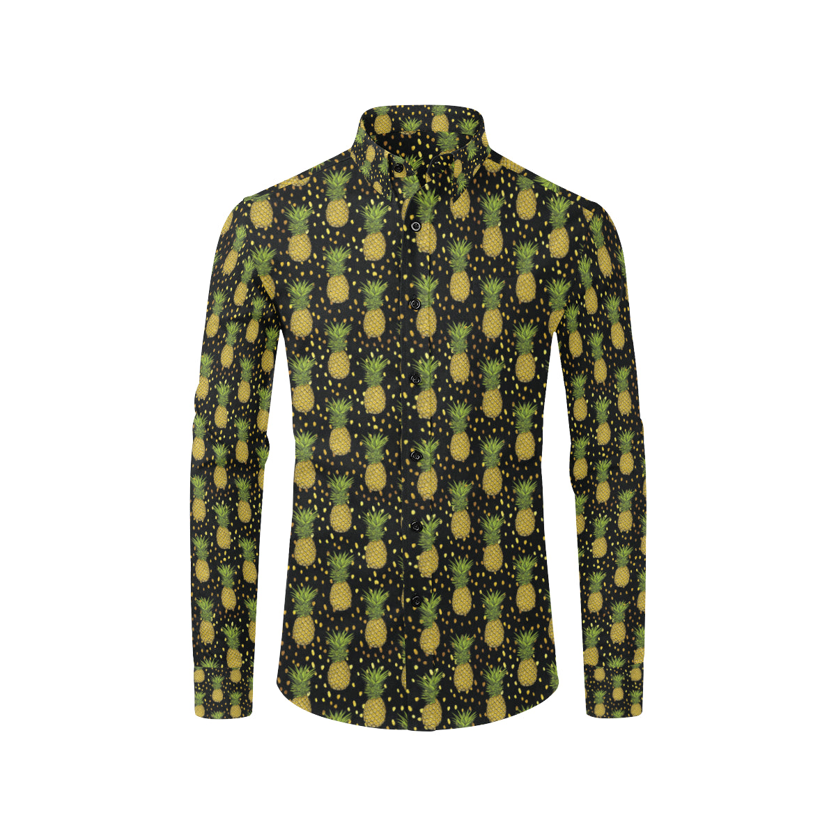 Pineapple Gold Dot Themed Print Men's Long Sleeve Shirt