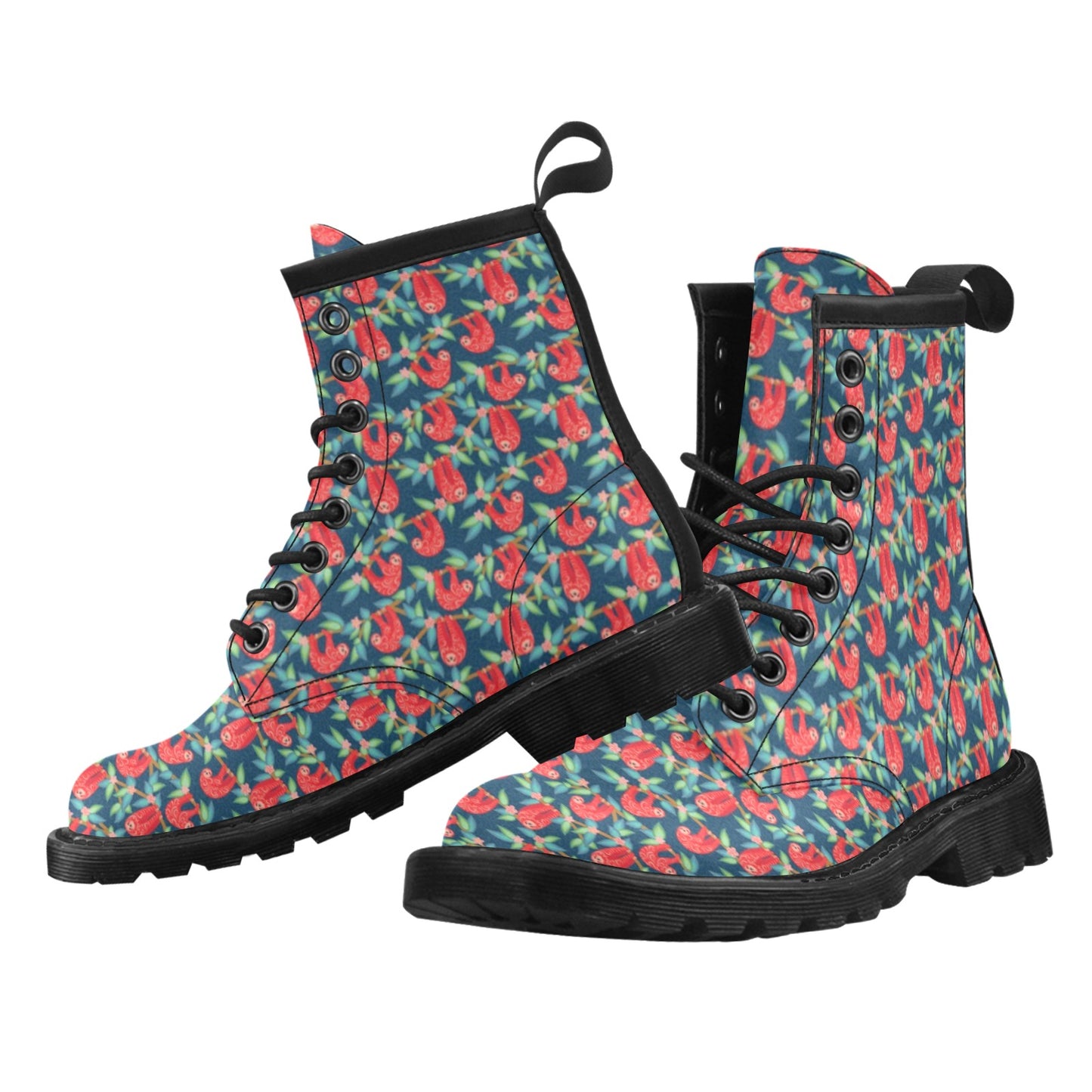 Sloth Red Design Themed Print Women's Boots