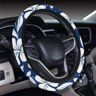 Hibiscus Pattern Print Design HB031 Steering Wheel Cover with Elastic Edge