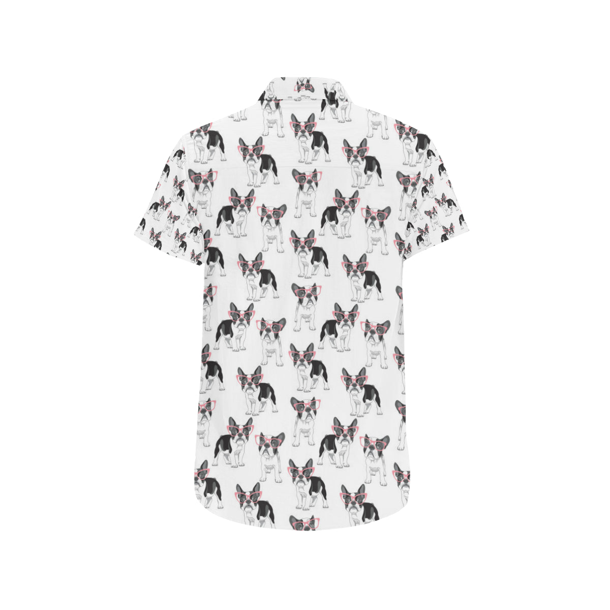 Boston Terrier Pattern Print Design 03 Men's Short Sleeve Button Up Shirt