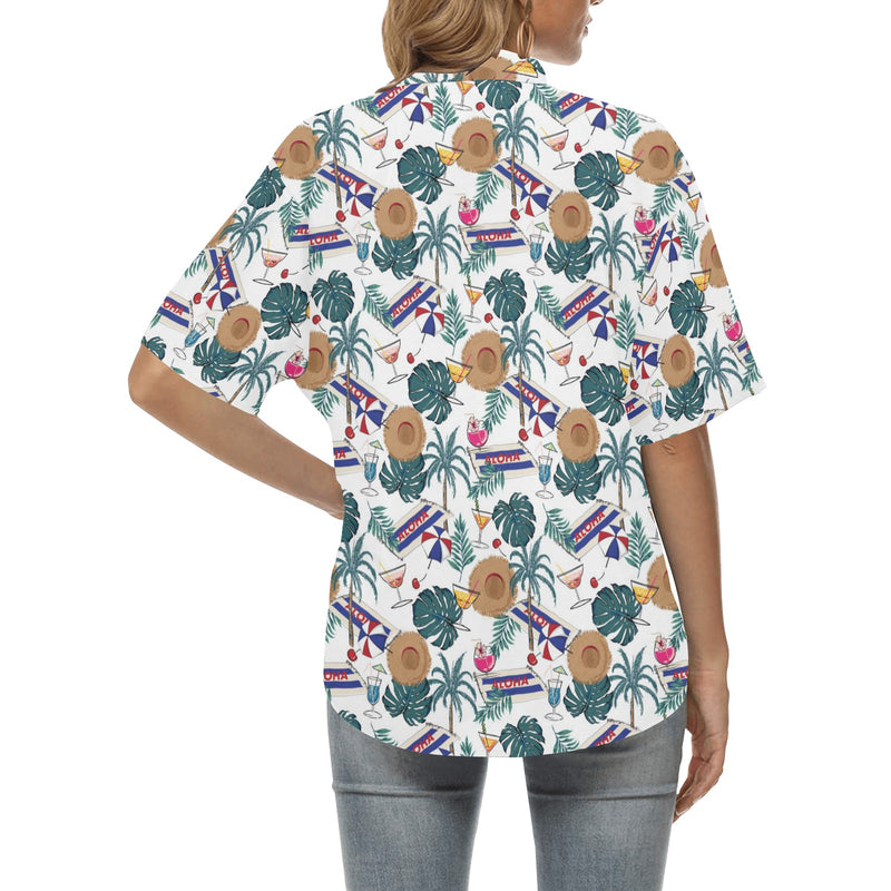 Aloha Hawaii Beach Pattern Print Design 04 Women's Hawaiian Shirt