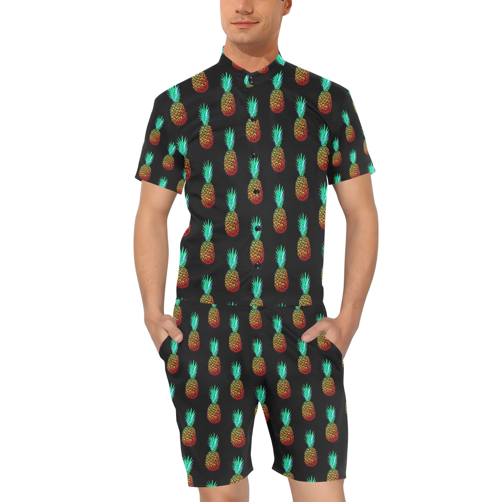 Pineapple Pattern Print Design A05 Men's Romper