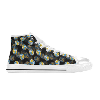 Volleyball Print Design LKS302 High Top Women's White Shoes
