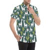 Llama Cactus Pattern Print Design 02 Men's Short Sleeve Button Up Shirt