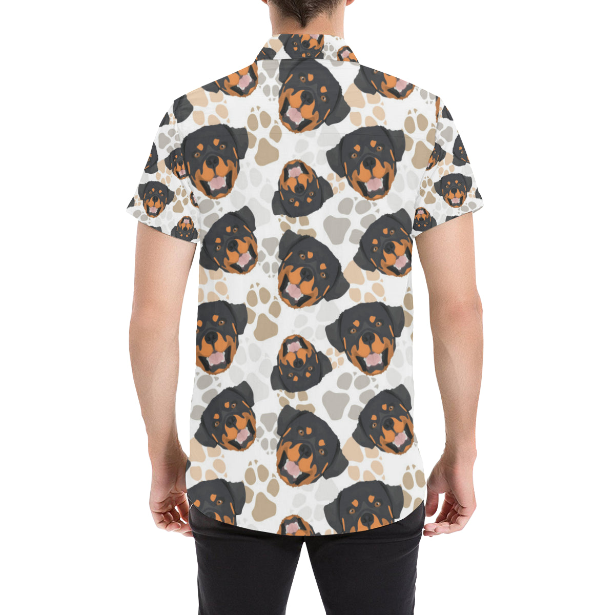 Rottweiler Pattern Print Design A03 Men's Short Sleeve Button Up Shirt