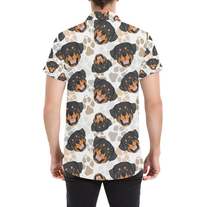 Rottweiler Pattern Print Design A03 Men's Short Sleeve Button Up Shirt
