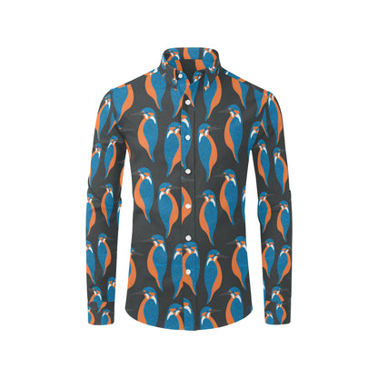 Kingfisher Pattern Print Design 03 Men's Long Sleeve Shirt