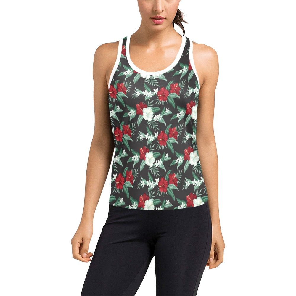 Tropical Flower Print Design LKS303 Women's Racerback Tank Top