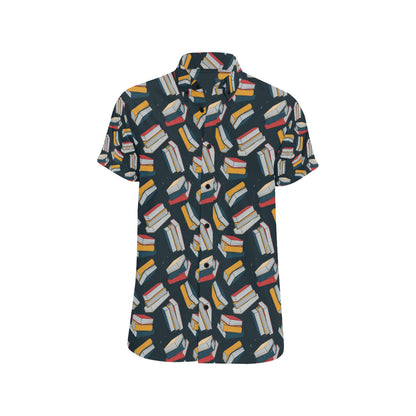 Book Pattern Print Design 07 Men's Short Sleeve Button Up Shirt