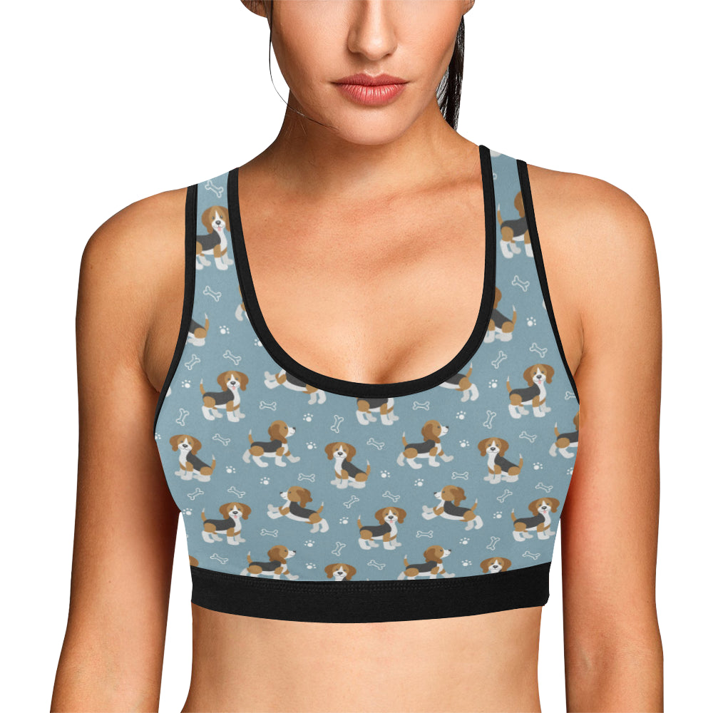 Beagle Pattern Print Design 02 Sports Bra