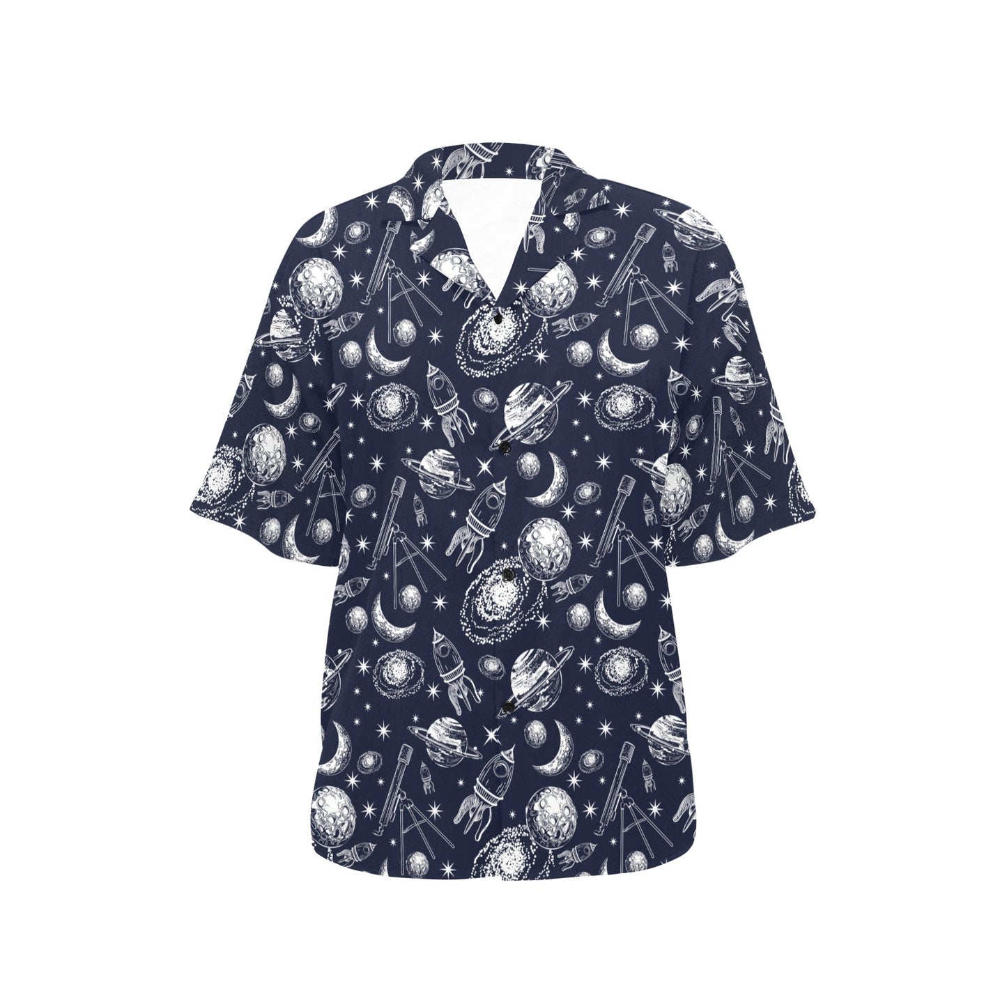 Space Rocket Print Design LKS301 Women's Hawaiian Shirt