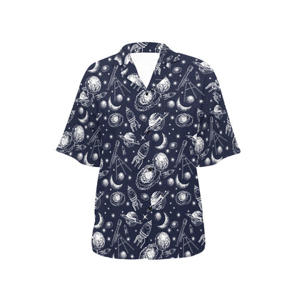 Space Rocket Print Design LKS301 Women's Hawaiian Shirt