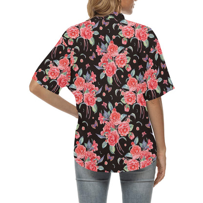Camellia Pattern Print Design CM03 Women's Hawaiian Shirt