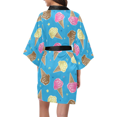 Ice Cream Pattern Print Design 01 Women's Short Kimono
