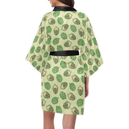 Artichoke Pattern Print Design 03 Women's Short Kimono