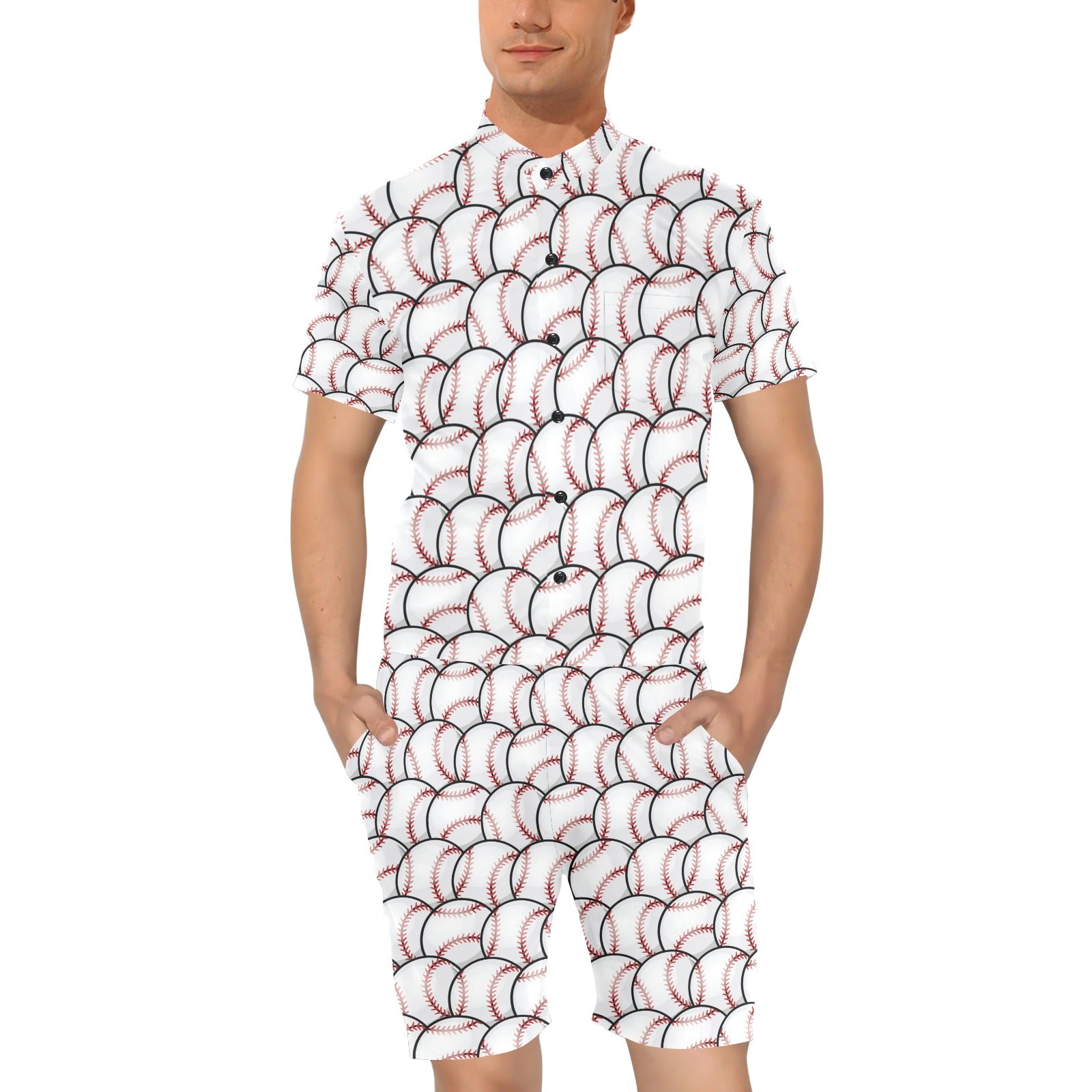 Baseball Pattern Men's Romper