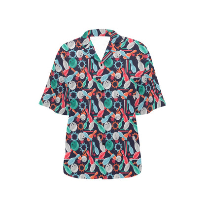 Bowling Pattern Print Design 08 Women's Hawaiian Shirt