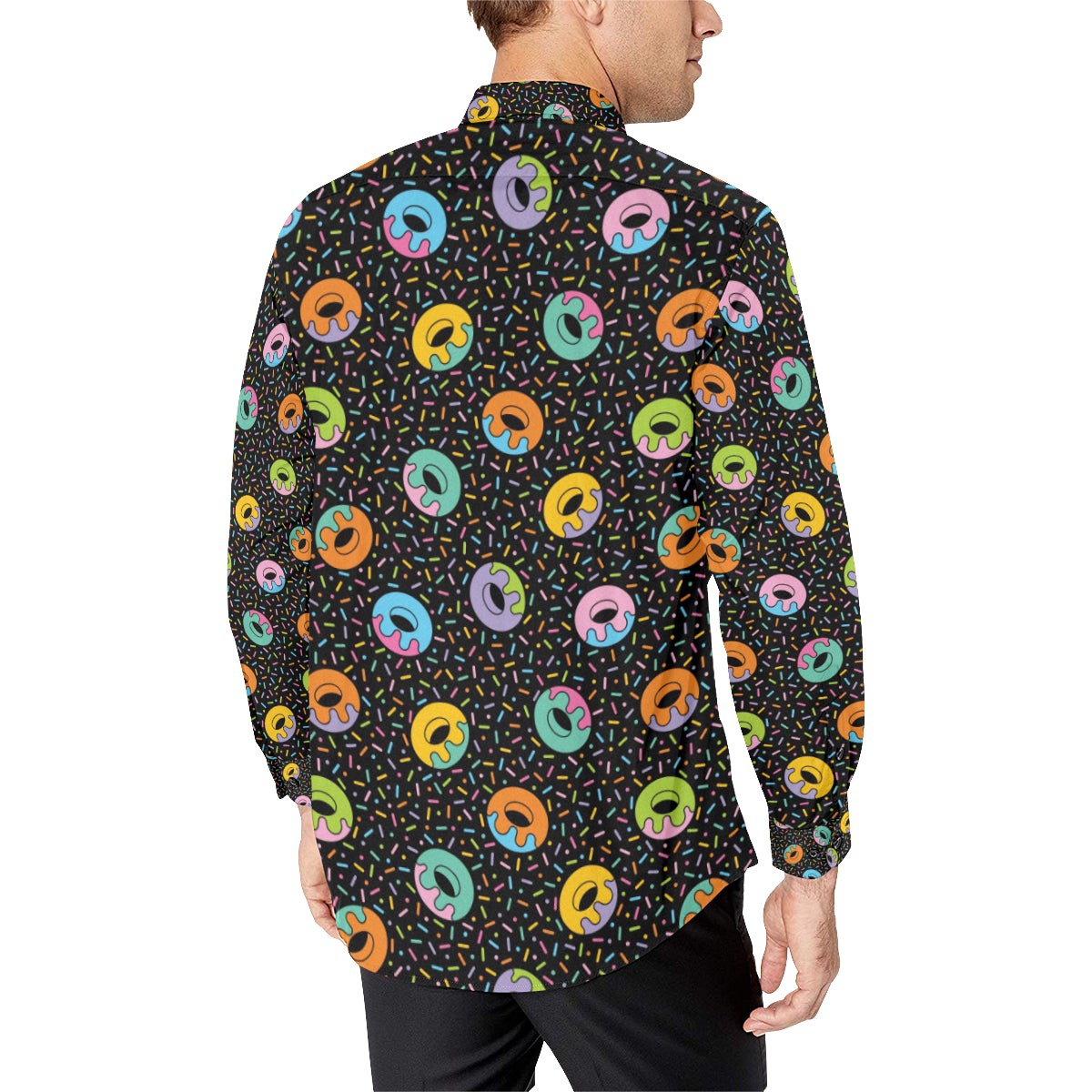 Donut Pattern Print Design DN012 Men's Long Sleeve Shirt