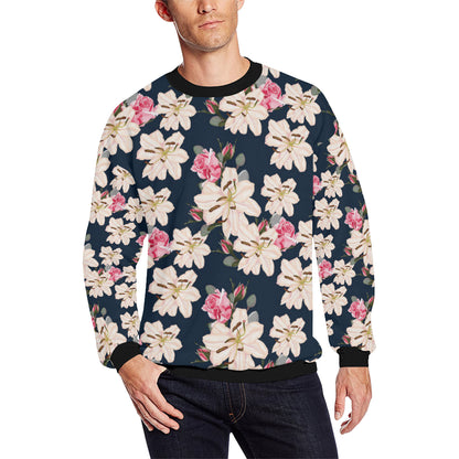 Lily Pattern Print Design LY04 Men Long Sleeve Sweatshirt