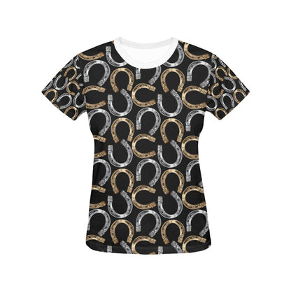 Horseshoe Print Design LKS305 Women's  T-shirt