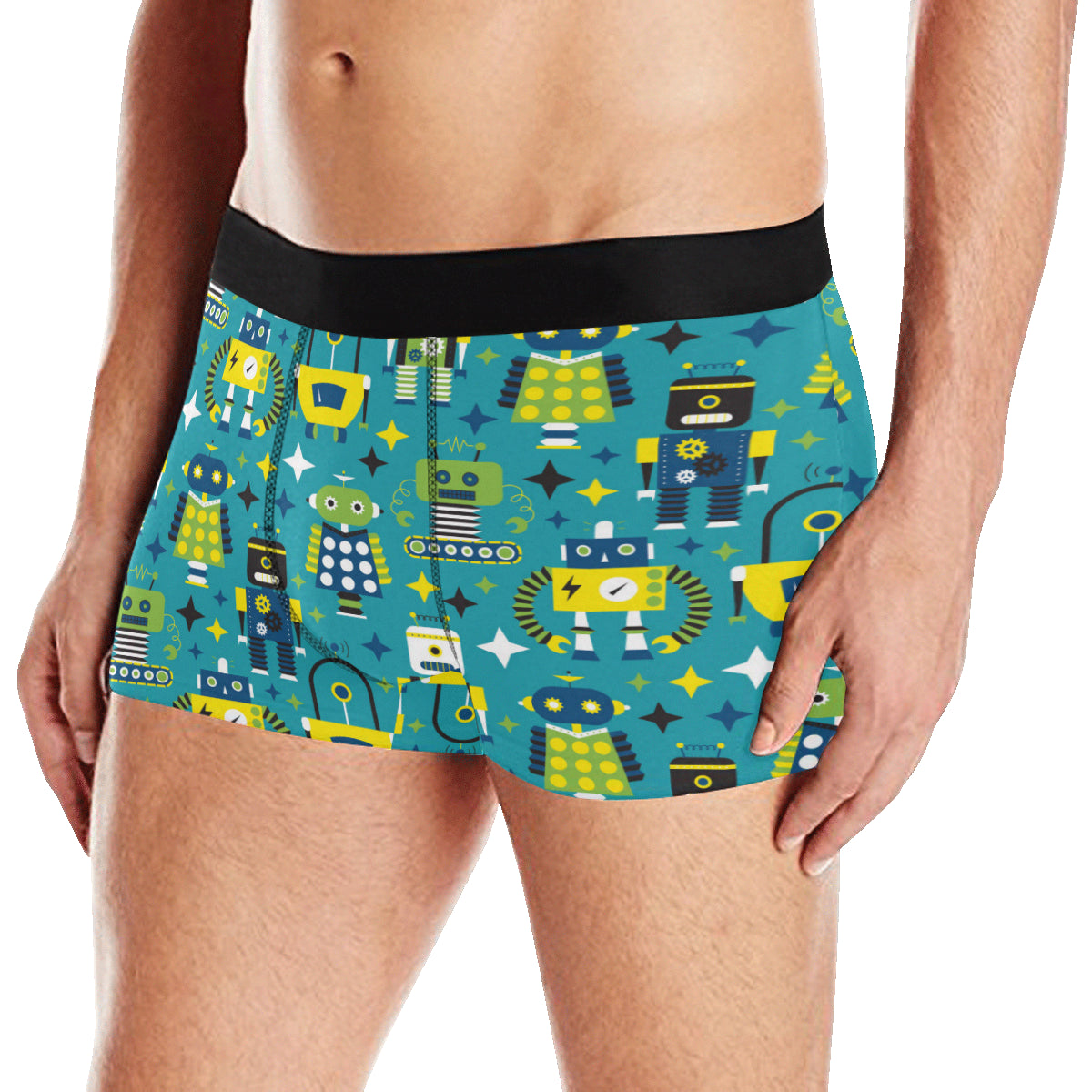 Robot Pattern Print Design A02 Men's Boxer Briefs
