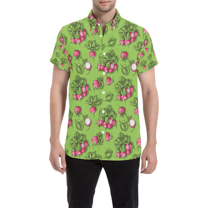 Radish Pattern Print Design A05 Men's Short Sleeve Button Up Shirt