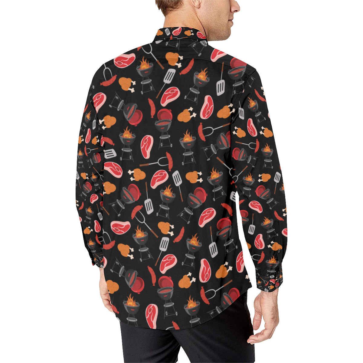 Barbecue Pattern Print Design 04 Men's Long Sleeve Shirt