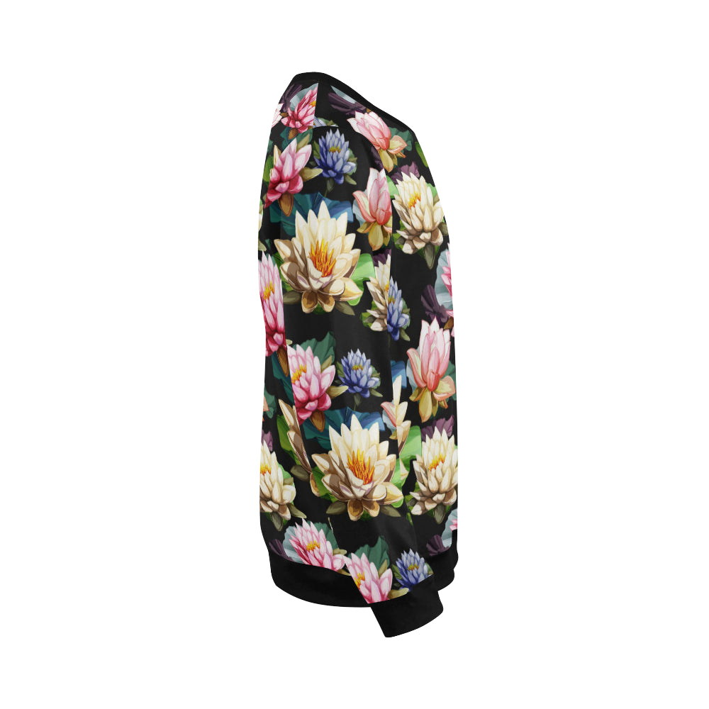 Water Lily Pattern Print Design WL02 Men Long Sleeve Sweatshirt