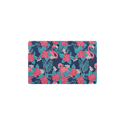 Flamingo Red Hibiscus Pattern Kitchen Mat