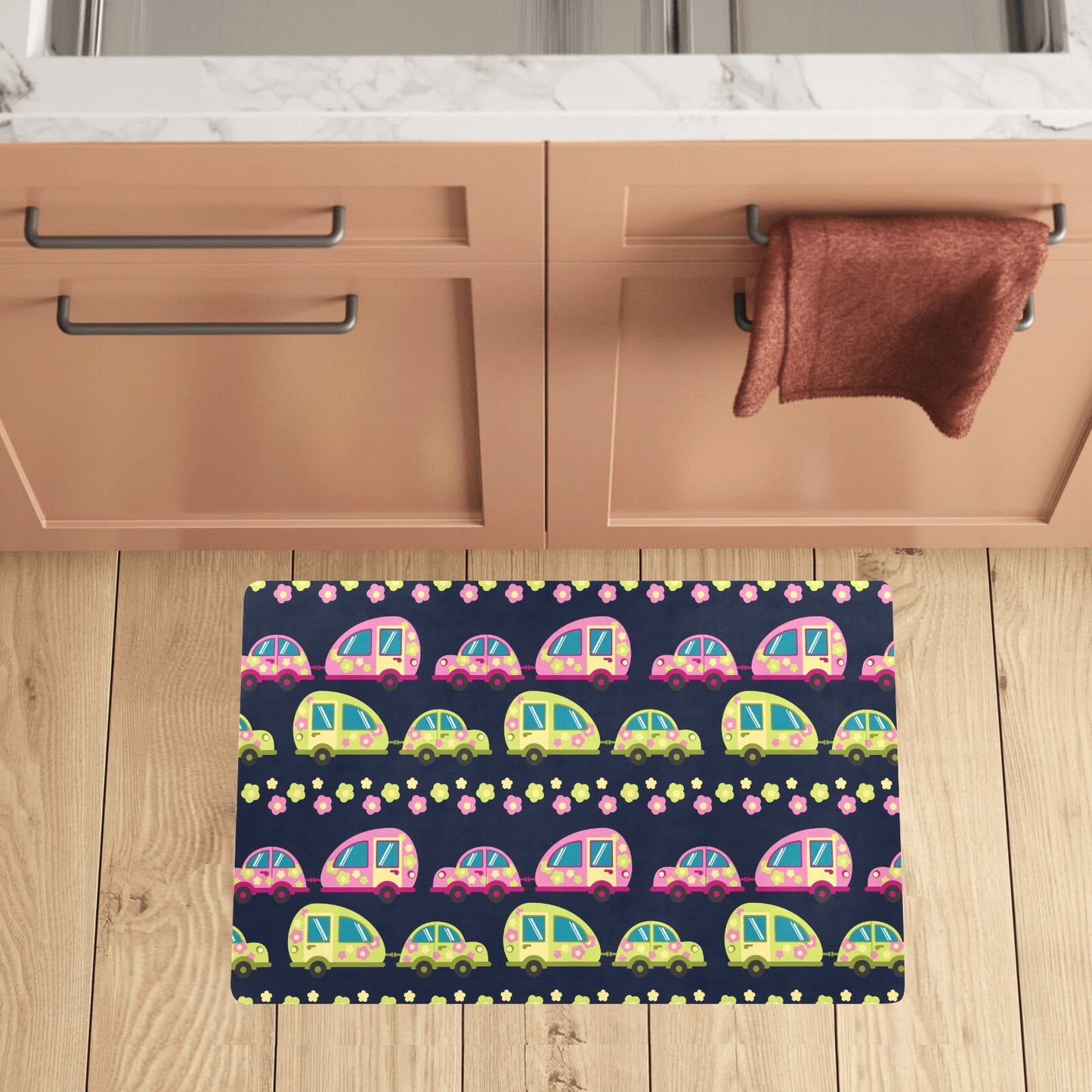 Camper Cute Camping Design No 3 Print Kitchen Mat