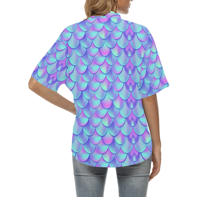 Mermaid Tail Design Print Pattern Women's Hawaiian Shirt