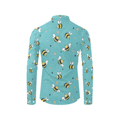 Bee Pattern Print Design BEE02 Men's Long Sleeve Shirt