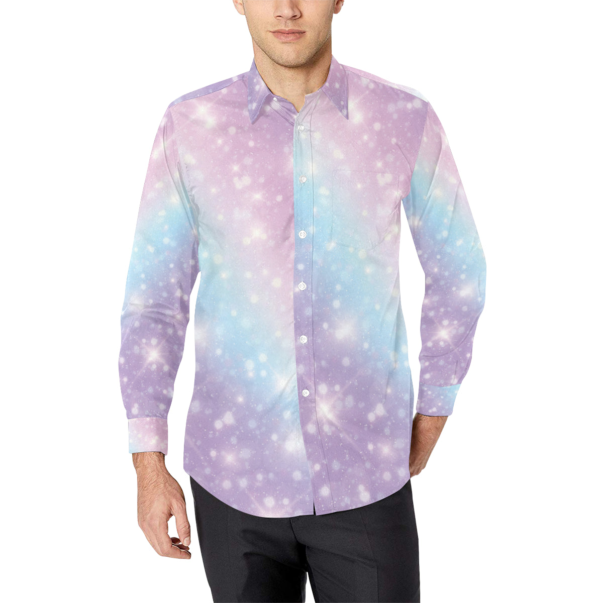 Cosmic Pastel Pattern Print Design 02 Men's Long Sleeve Shirt