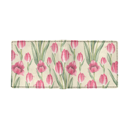 Tulip Pink Pattern Print Design TP06 Men's ID Card Wallet