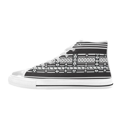 Samoan Tattoo Print Design LKS304 High Top Women's White Shoes