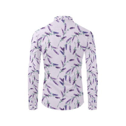 Lavender Pattern Print Design 02 Men's Long Sleeve Shirt