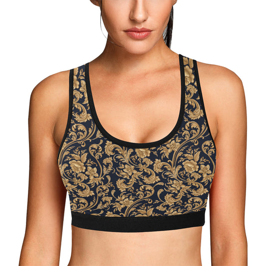 Baroque Golden Pattern Print Design 03 Sports Bra