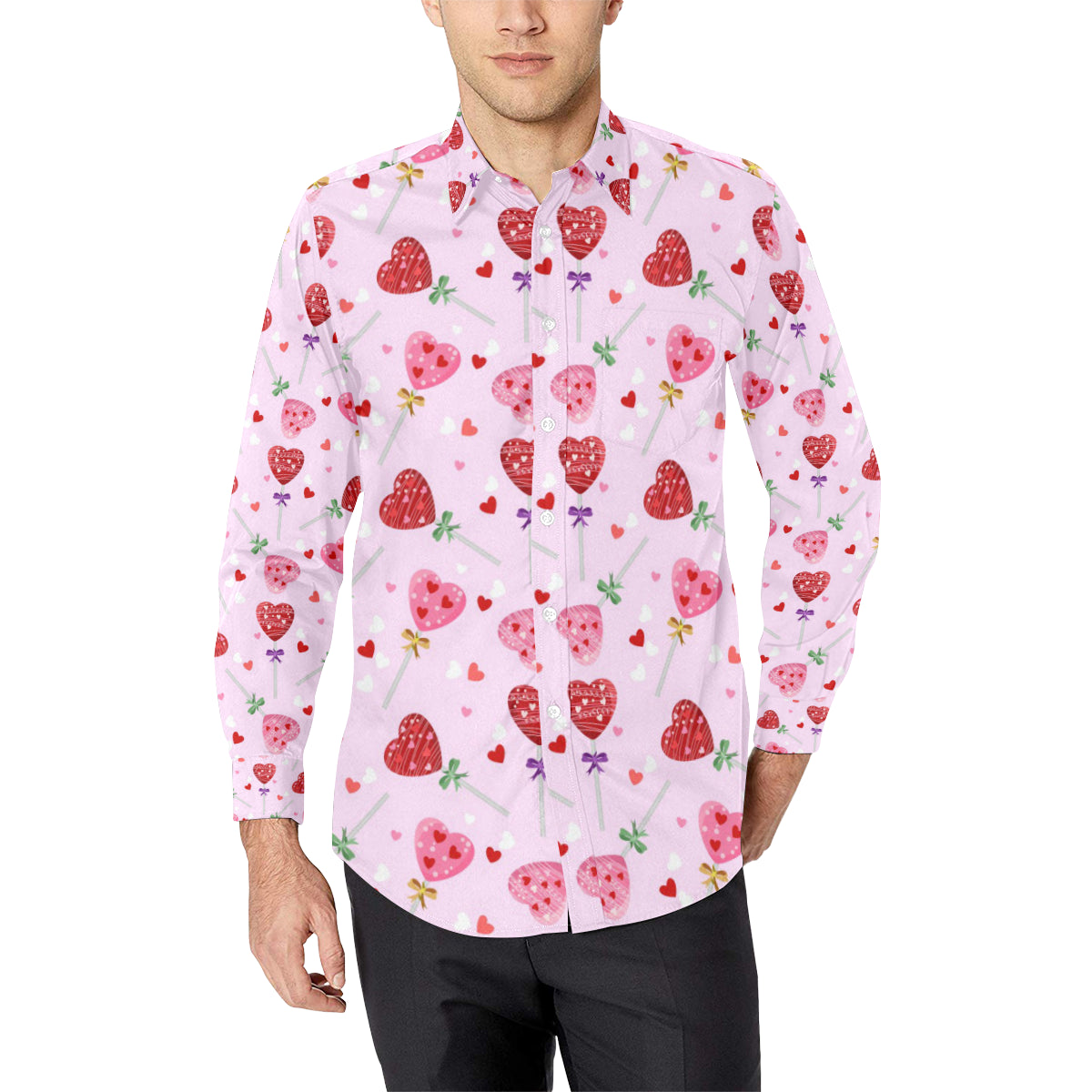 Lollipop Pattern Print Design LL07 Men's Long Sleeve Shirt