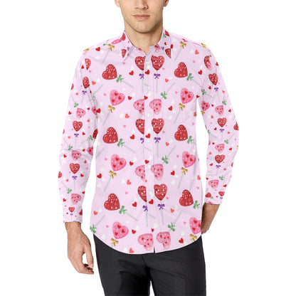 Lollipop Pattern Print Design LL07 Men's Long Sleeve Shirt