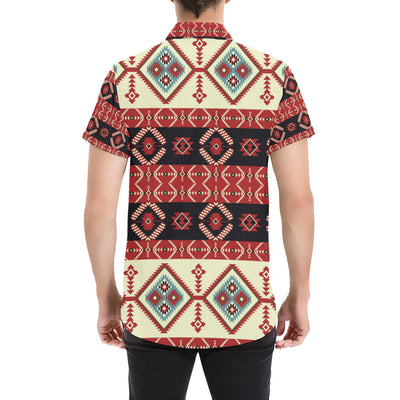 Navajo Pattern Print Design A05 Men's Short Sleeve Button Up Shirt