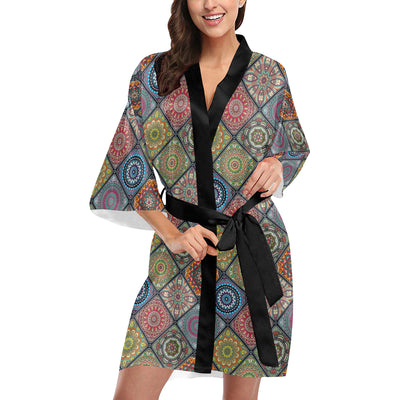 Bohemian Pattern Print Design 05 Women's Short Kimono