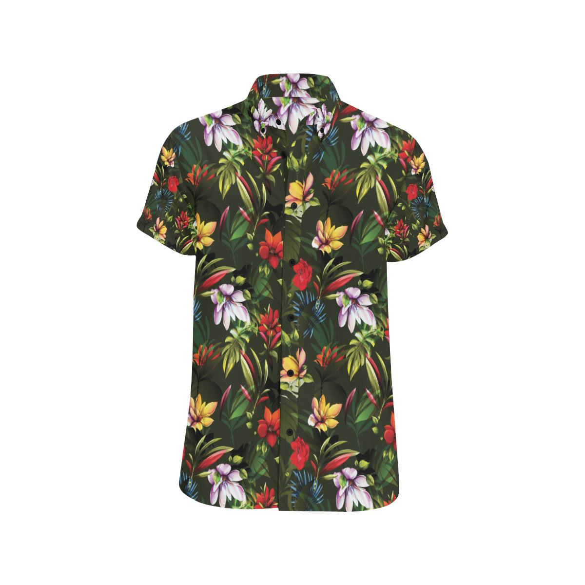 Magnolia Pattern Print Design 02 Men's Short Sleeve Button Up Shirt