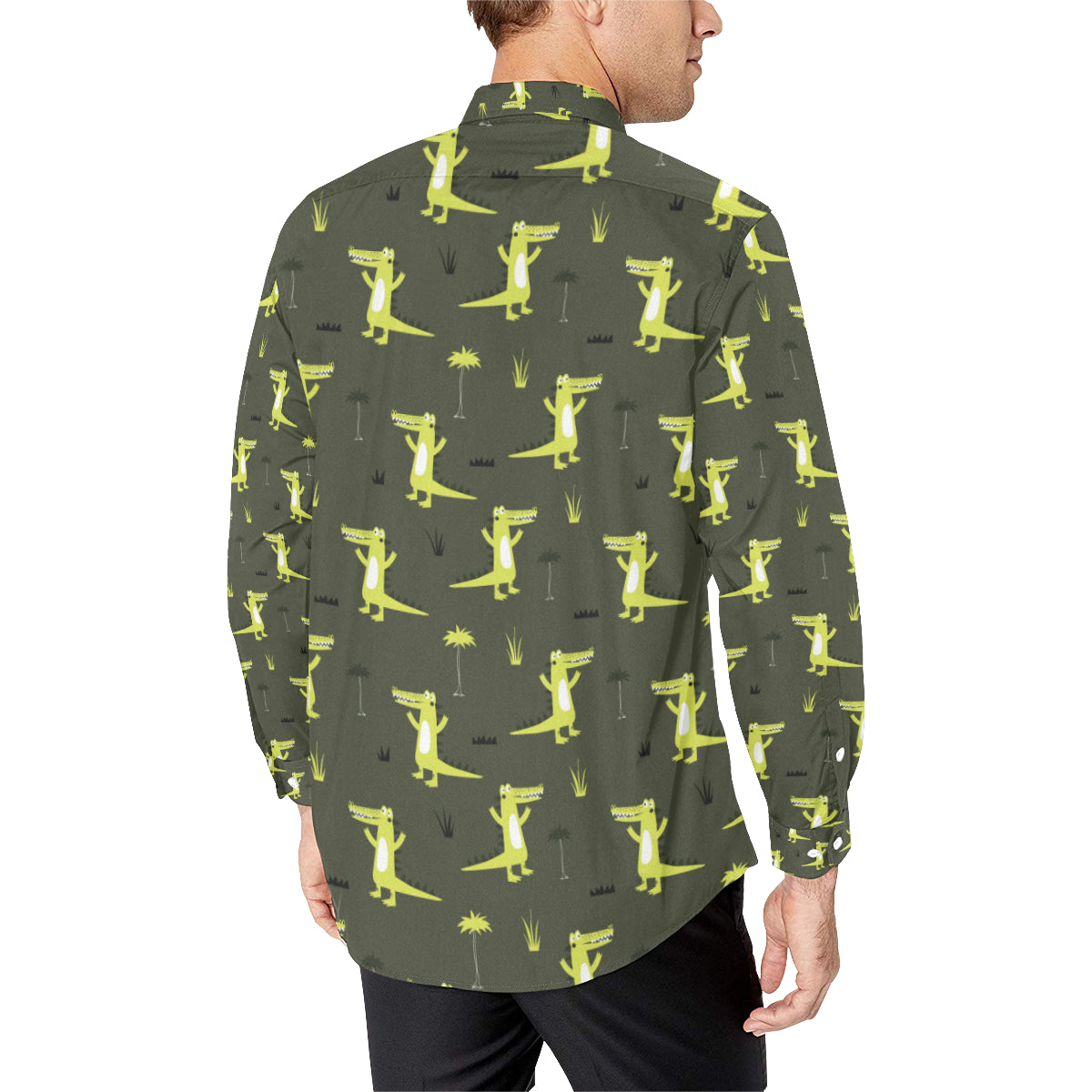Alligator Pattern Print Design 05 Men's Long Sleeve Shirt