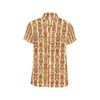 Tiki Orange Vertical Pattern Men's Short Sleeve Button Up Shirt